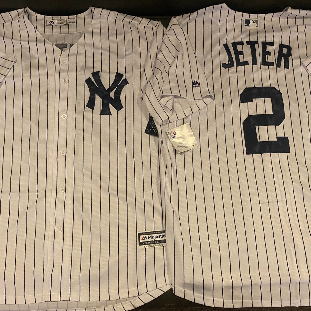 Majestic NEW YORK YANKEES DEREK JETER Cool Base Men's JERSEY Sz M,L,XL,2XL,3XL
